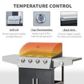 52" Barbecue Grill with Wheels, 4+1 Burner Liquid Propane Gas Grill in Silver