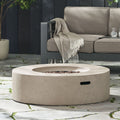 Outdoor 50,000 BTU Round MgO Concrete Propane Fire Pit, Light Grey (Tank Cover not Included)