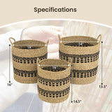 Set of 3 Stackable Storage Baskets with Handles