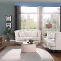 Matching Home Storage Set of Round Ottoman Coffee Table with Square Footstool