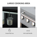 52" Barbecue Grill with Wheels, 4+1 Burner Liquid Propane Gas Grill in Silver