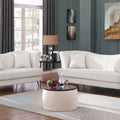 Matching Home Storage Set of Round Ottoman Coffee Table with Square Footstool