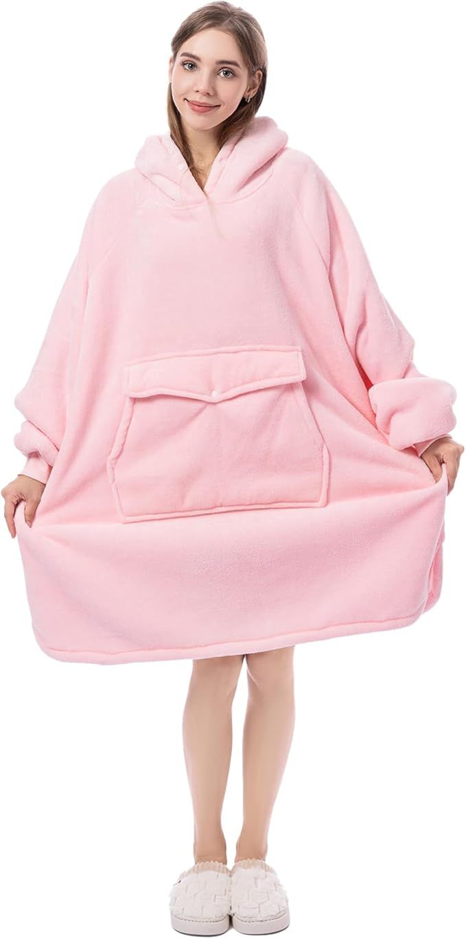 Krifey Wearable Blanket Hoodie Adult Pink Main image