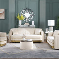 Matching Home Storage Set of Round Ottoman Coffee Table with Square Footstool
