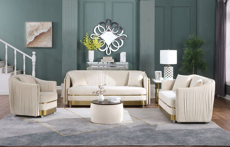 Matching Home Storage Set of Round Ottoman Coffee Table with Square Footstool