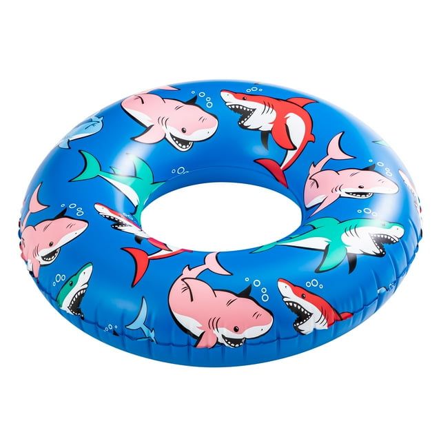 Blue Shark Inflatable Swim Tube Pool Float – Durable PVC, Ages 9+, Unisex