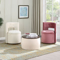 Matching Home Storage Set of Round Ottoman Coffee Table with Square Footstool