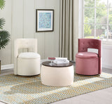 Matching Home Storage Set of Round Ottoman Coffee Table with Square Footstool