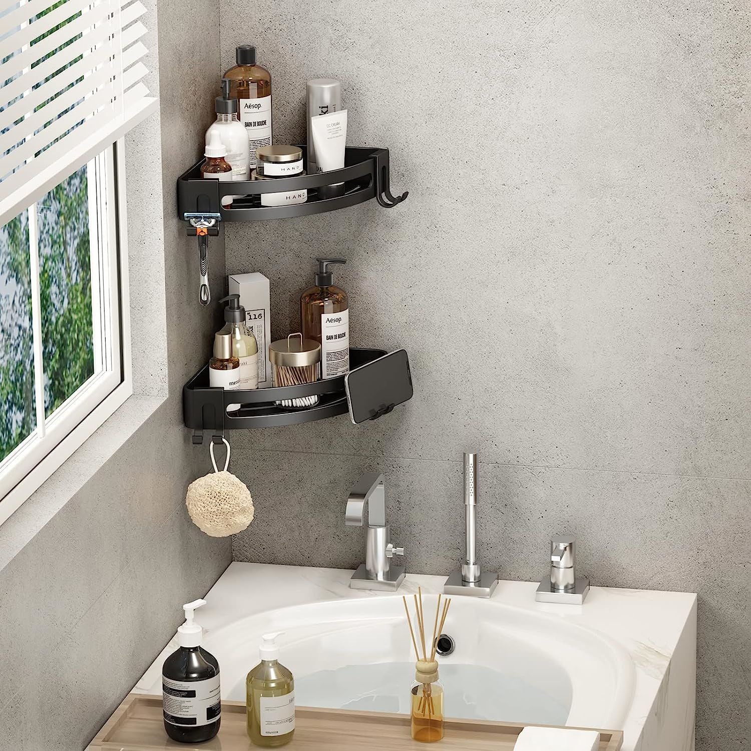 Shower Corner Shelf Caddy 2 Pack Black Main image