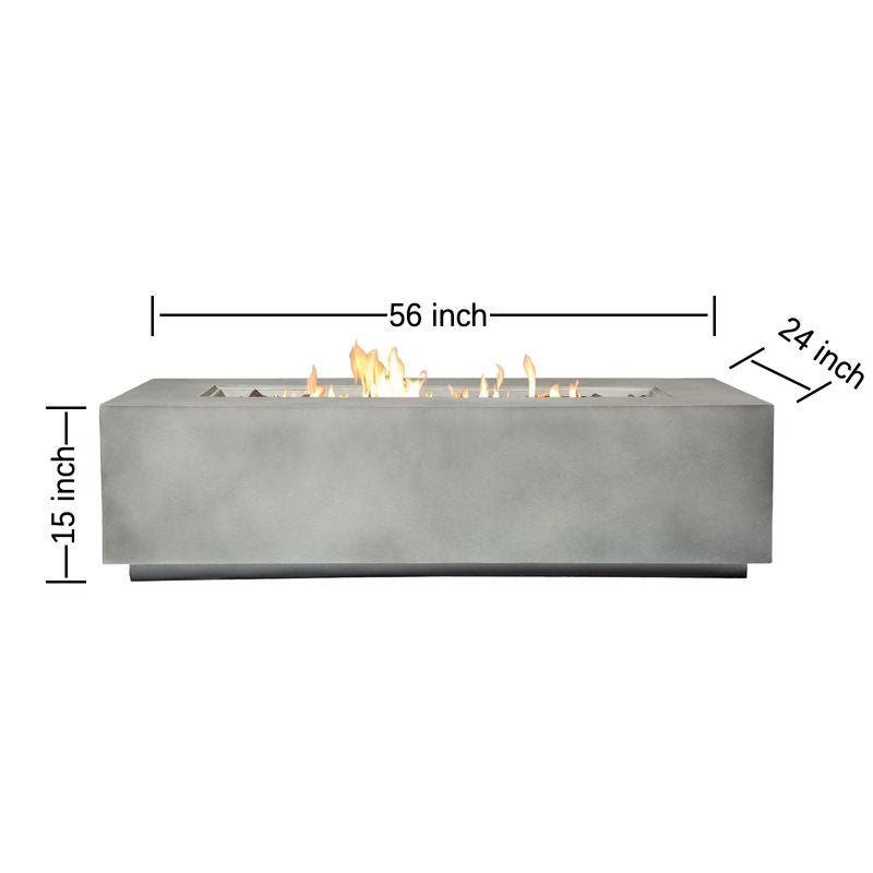 Rashid Rectangular Concrete Propane Fire Pit Table – Smokeless Outdoor Heater