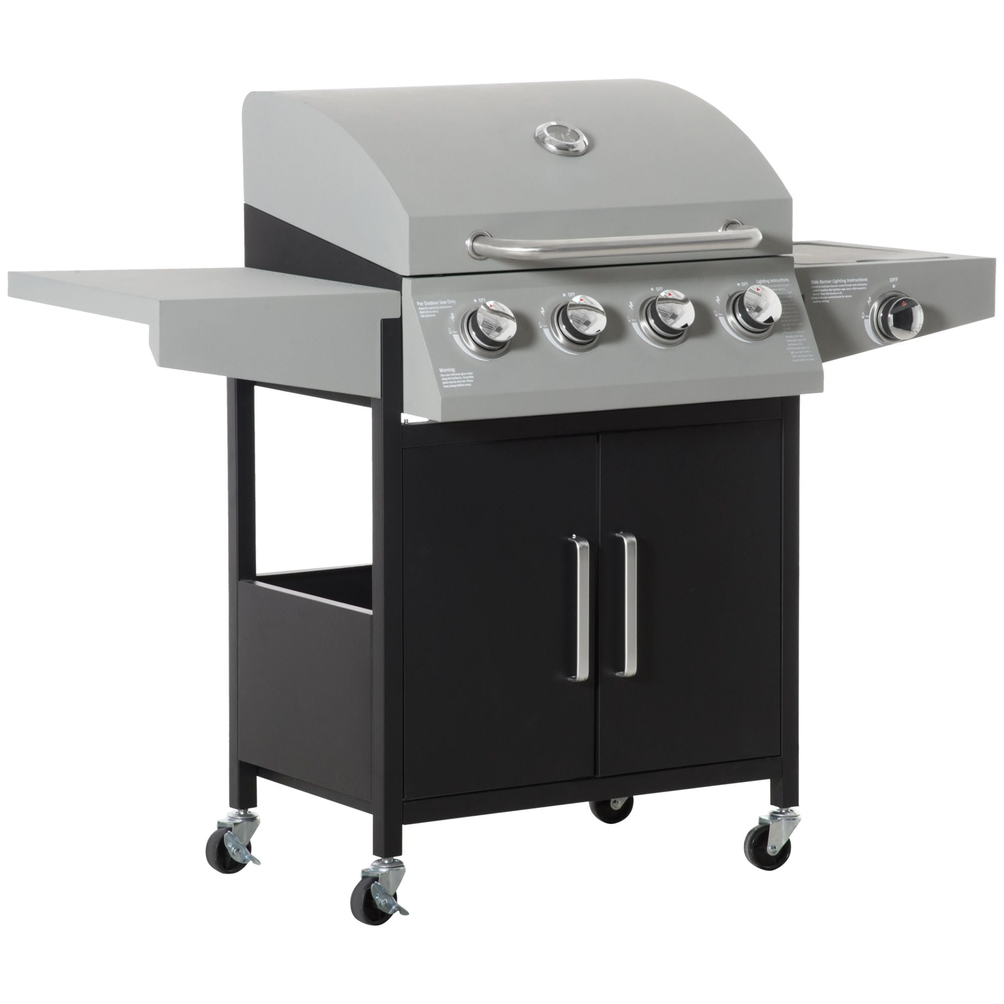 52" Barbecue Grill with Wheels, 4+1 Burner Liquid Propane Gas Grill in Silver Silver Main image
