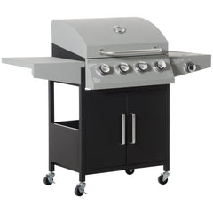 52" Barbecue Grill with Wheels, 4+1 Burner Liquid Propane Gas Grill in Silver Silver