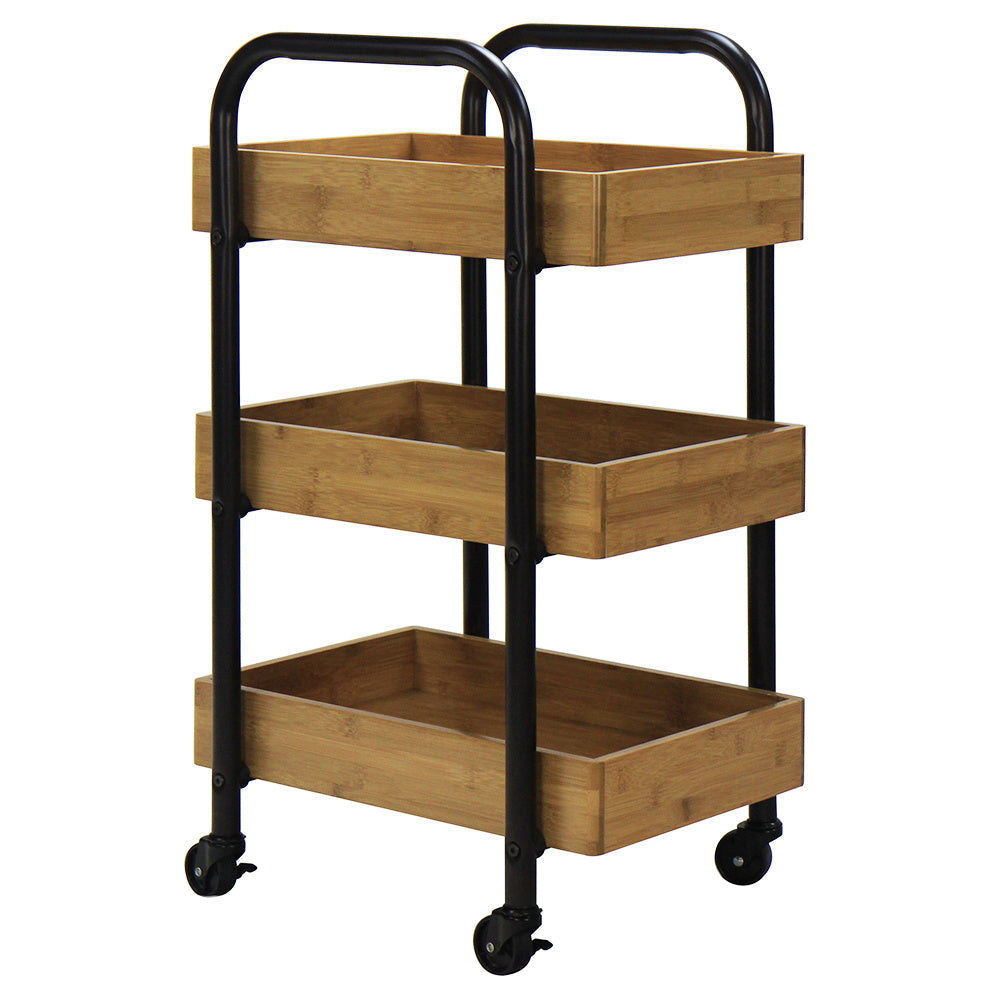 Portable Storage Cart with 3 Removable Bamboo Trays Secondary image