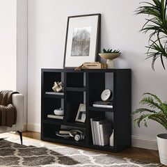 Freestanding 7 Cube Wooden Open Shelf Display