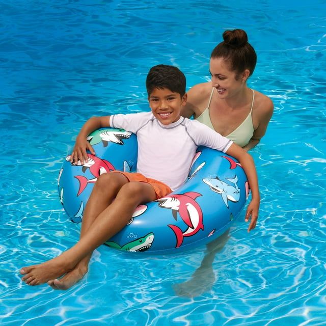 Blue Shark Inflatable Swim Tube Pool Float – Durable PVC, Ages 9+, Unisex