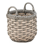 Round Resin Woven Wicker Storage Basket with Handles