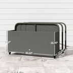 PE Rattan Pool Float Storage Organizer with Wheels, Mixed Gray