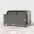 PE Rattan Pool Float Storage Organizer with Wheels, Mixed Gray