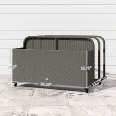 PE Rattan Pool Float Storage Organizer with Wheels, Mixed Gray