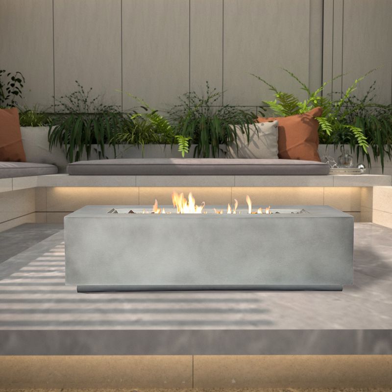 Rashid Rectangular Concrete Propane Fire Pit Table – Smokeless Outdoor Heater Secondary image