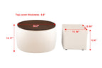Matching Home Storage Set of Round Ottoman Coffee Table with Square Footstool