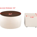 Matching Home Storage Set of Round Ottoman Coffee Table with Square Footstool