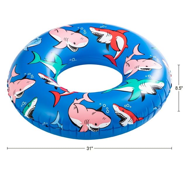 Blue Shark Inflatable Swim Tube Pool Float – Durable PVC, Ages 9+, Unisex Secondary image