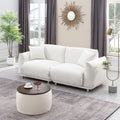 Matching Home Storage Set of Round Ottoman Coffee Table with Square Footstool