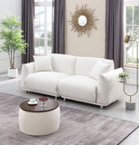 Matching Home Storage Set of Round Ottoman Coffee Table with Square Footstool