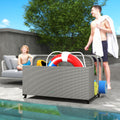 PE Rattan Pool Float Storage Organizer with Wheels, Mixed Gray