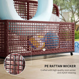 Rattan Pool Float Storage Organizer with Wheels, Mixed Brown