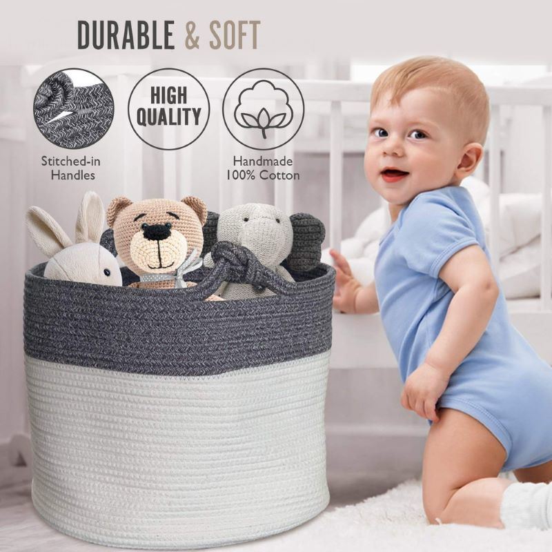 Large Woven Cotton Rope Blanket Storage Basket Secondary image