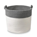 Large Woven Cotton Rope Blanket Storage Basket Style A Gray & White
