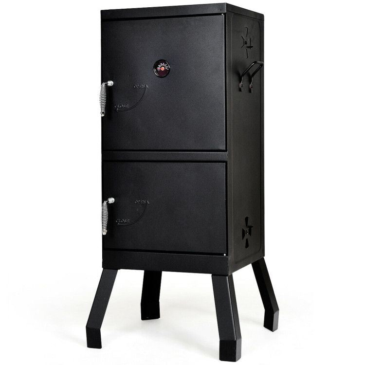 Vertical 2-Tier Outdoor Barbeque Grill with Temperature Gauge Black Main image