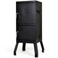 Vertical 2-Tier Outdoor Barbeque Grill with Temperature Gauge Black