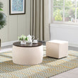 Matching Home Storage Set of Round Ottoman Coffee Table with Square Footstool