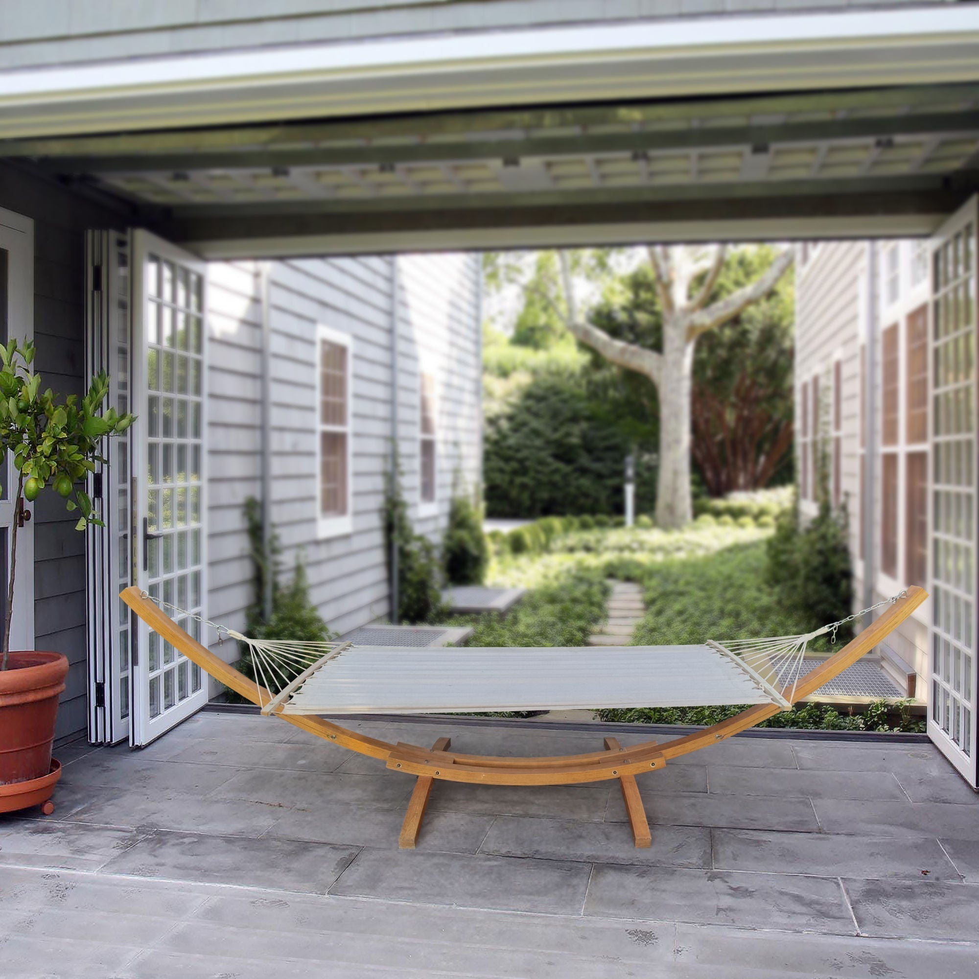 One Person Hammock with Stand plywood