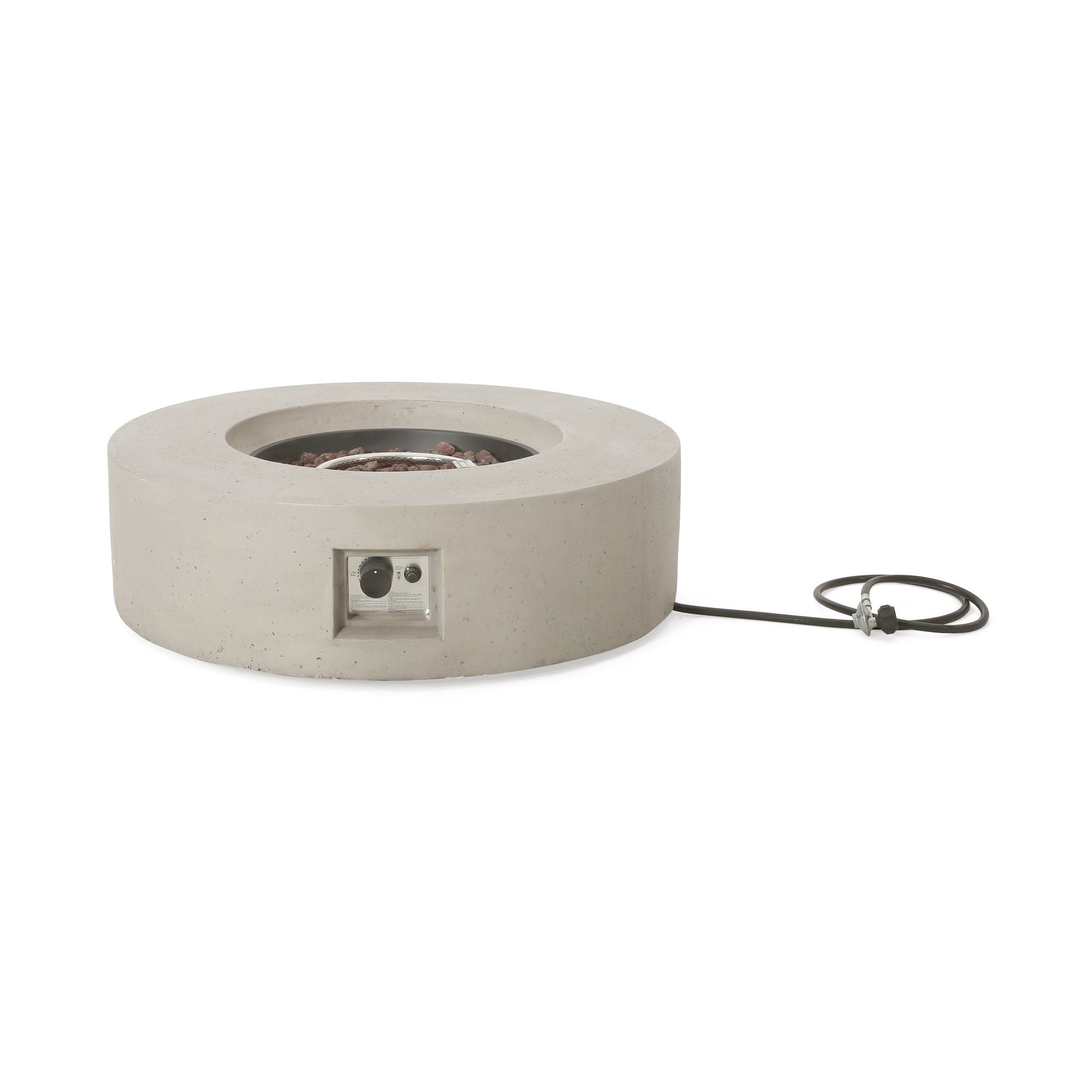 Outdoor 50,000 BTU Round MgO Concrete Propane Fire Pit, Light Grey (Tank Cover not Included) Secondary image