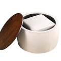 Matching Home Storage Set of Round Ottoman Coffee Table with Square Footstool