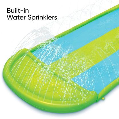 Triple-Lane Water Slide + (3) Inflatable Boogie Boards for Summer Water Play for Toddlers & Children Age 2+