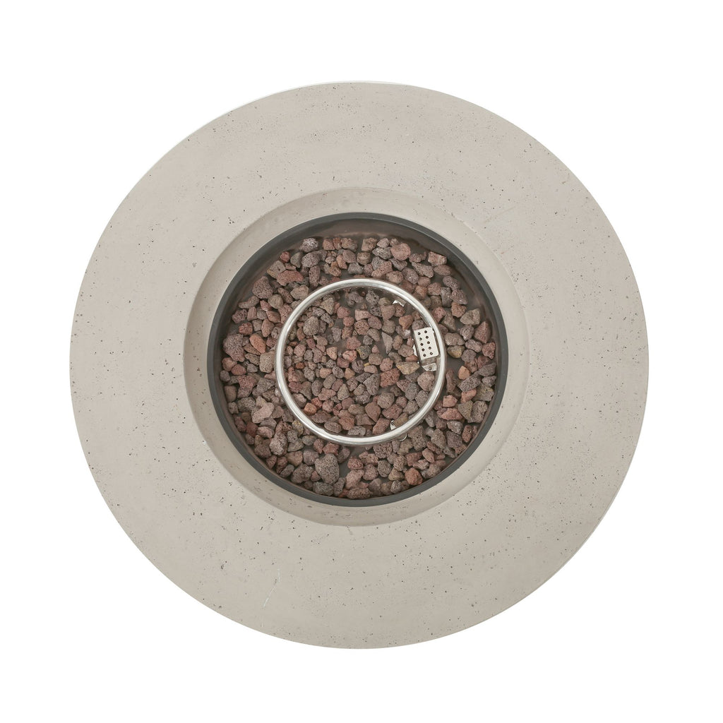 Outdoor 50,000 BTU Round MgO Concrete Propane Fire Pit, Light Grey (Tank Cover not Included)