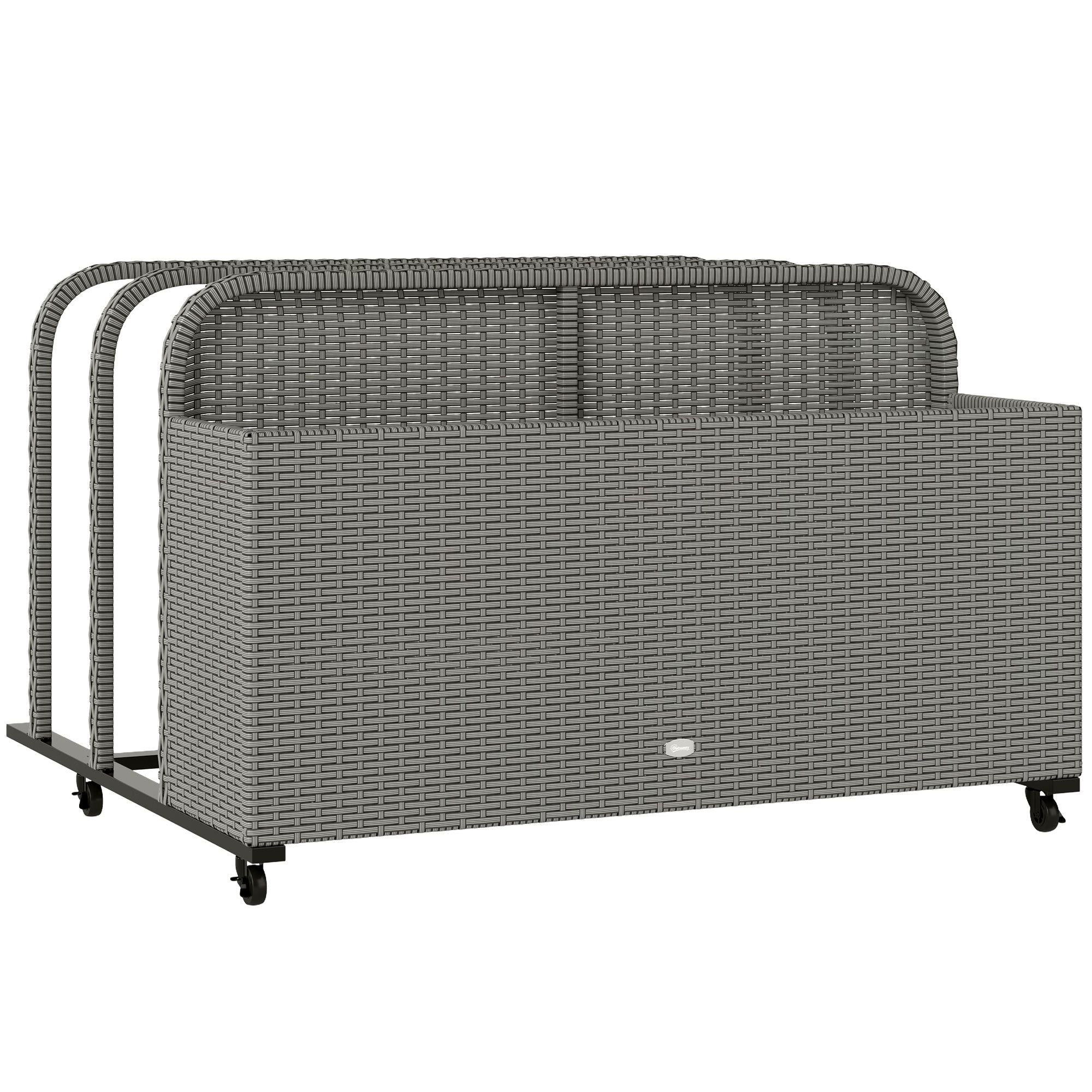 PE Rattan Pool Float Storage Organizer with Wheels, Mixed Gray Gray Main image