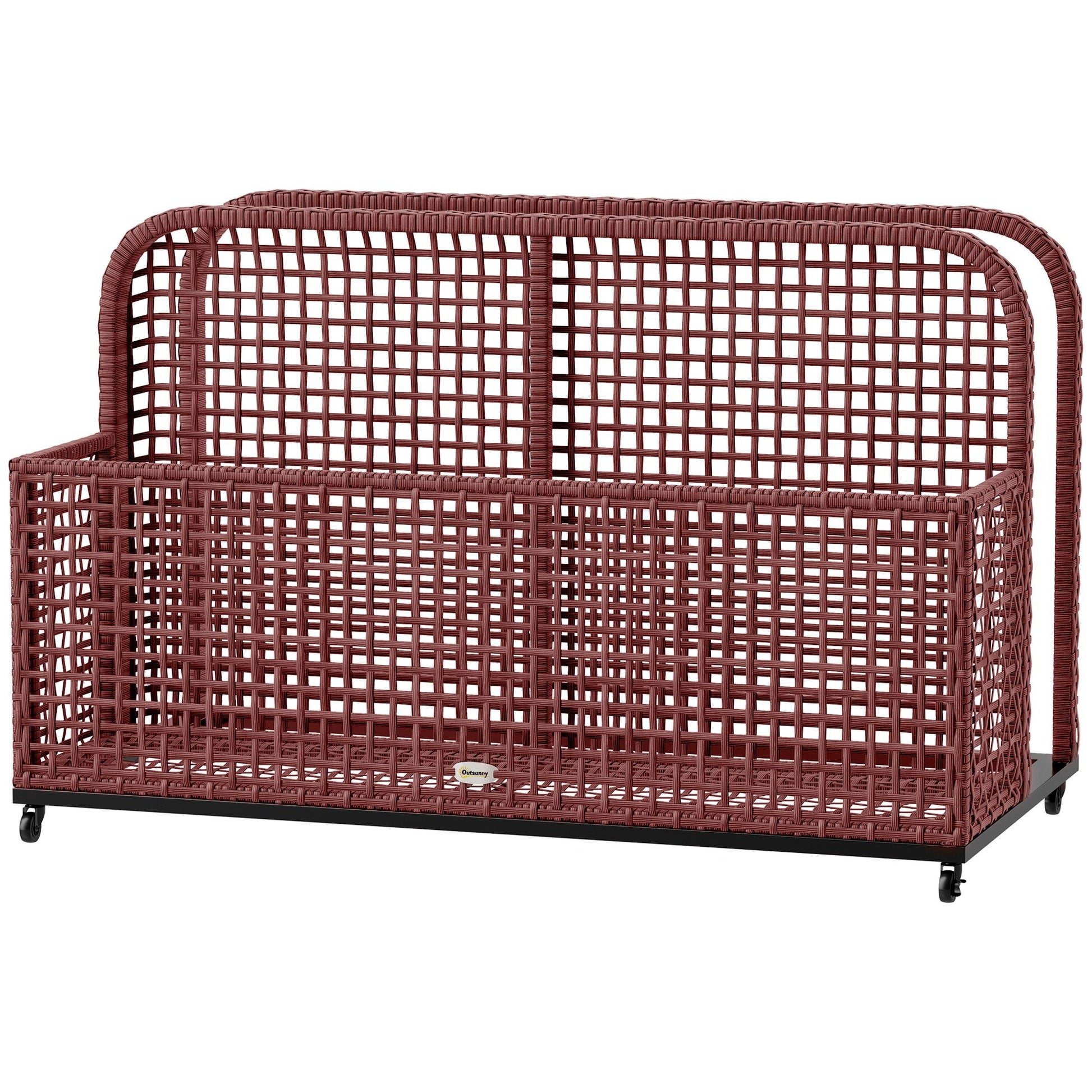 Rattan Pool Float Storage Organizer with Wheels, Mixed Brown Brown