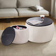 Set of 2 Nesting Round Storage Ottoman Coffee Table Footstool