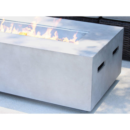 Rashid Rectangular Concrete Propane Fire Pit Table – Smokeless Outdoor Heater