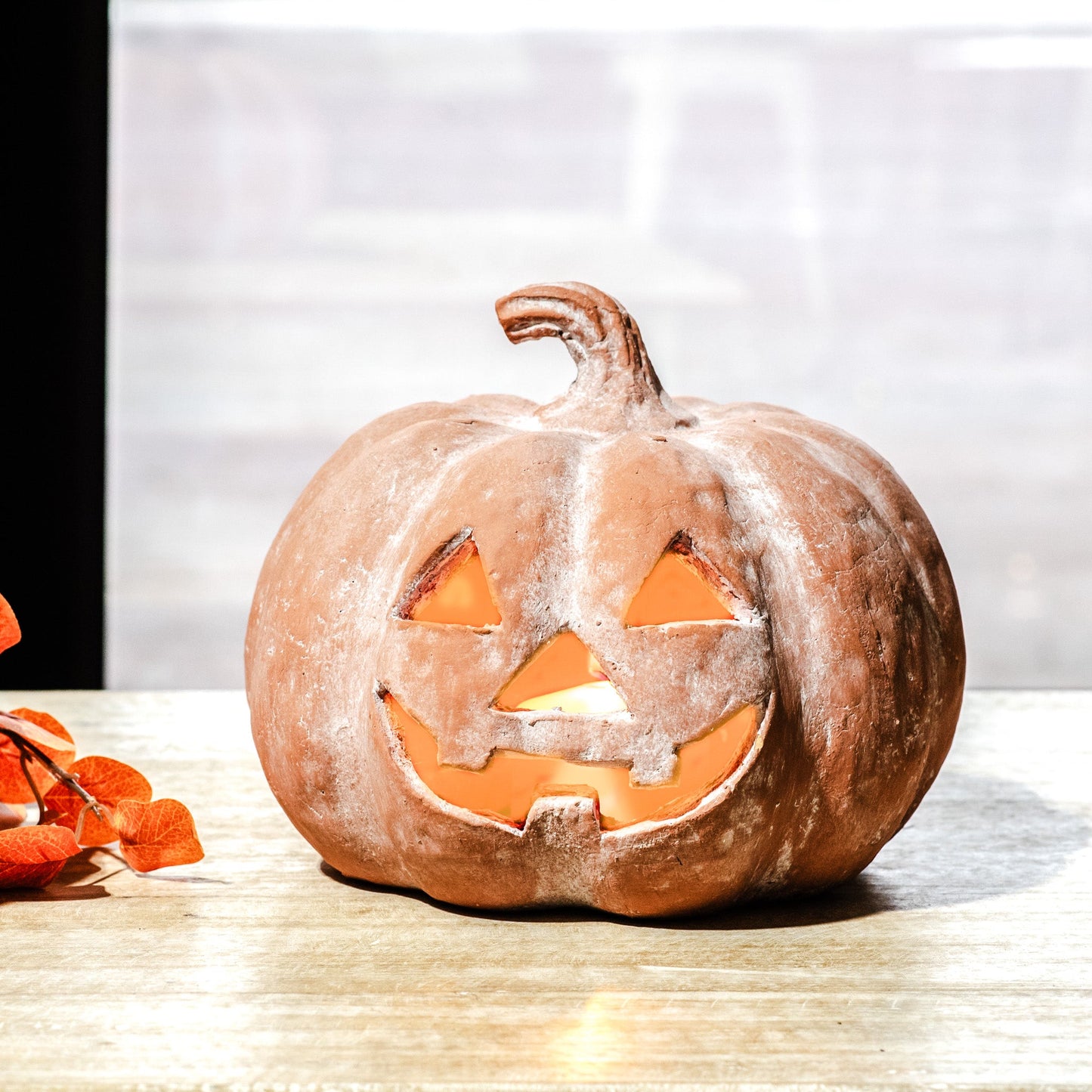 Orange Terracotta Jack-O-Lantern Pumpkins | 2 Sizes Small