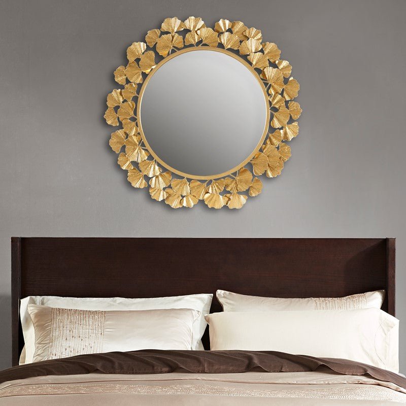 Eden Gingko Leaf Round Wall Mirror 30.5”