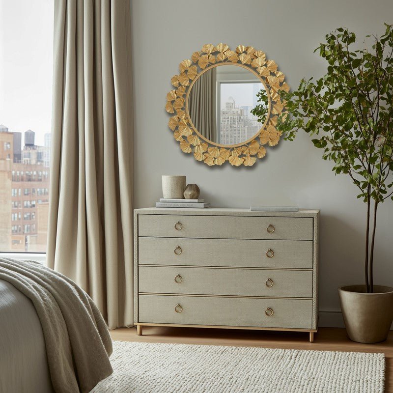 Eden Gingko Leaf Round Wall Mirror 30.5”