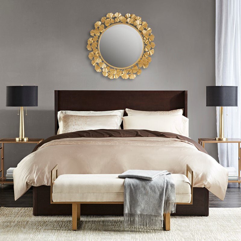 Eden Gingko Leaf Round Wall Mirror 30.5”