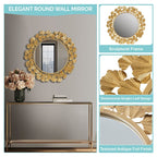 Eden Gingko Leaf Round Wall Mirror 30.5”